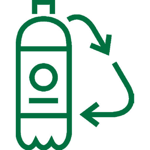 Zero Waste Core Values: Knowledge. Plastic bottle with recycle icon.