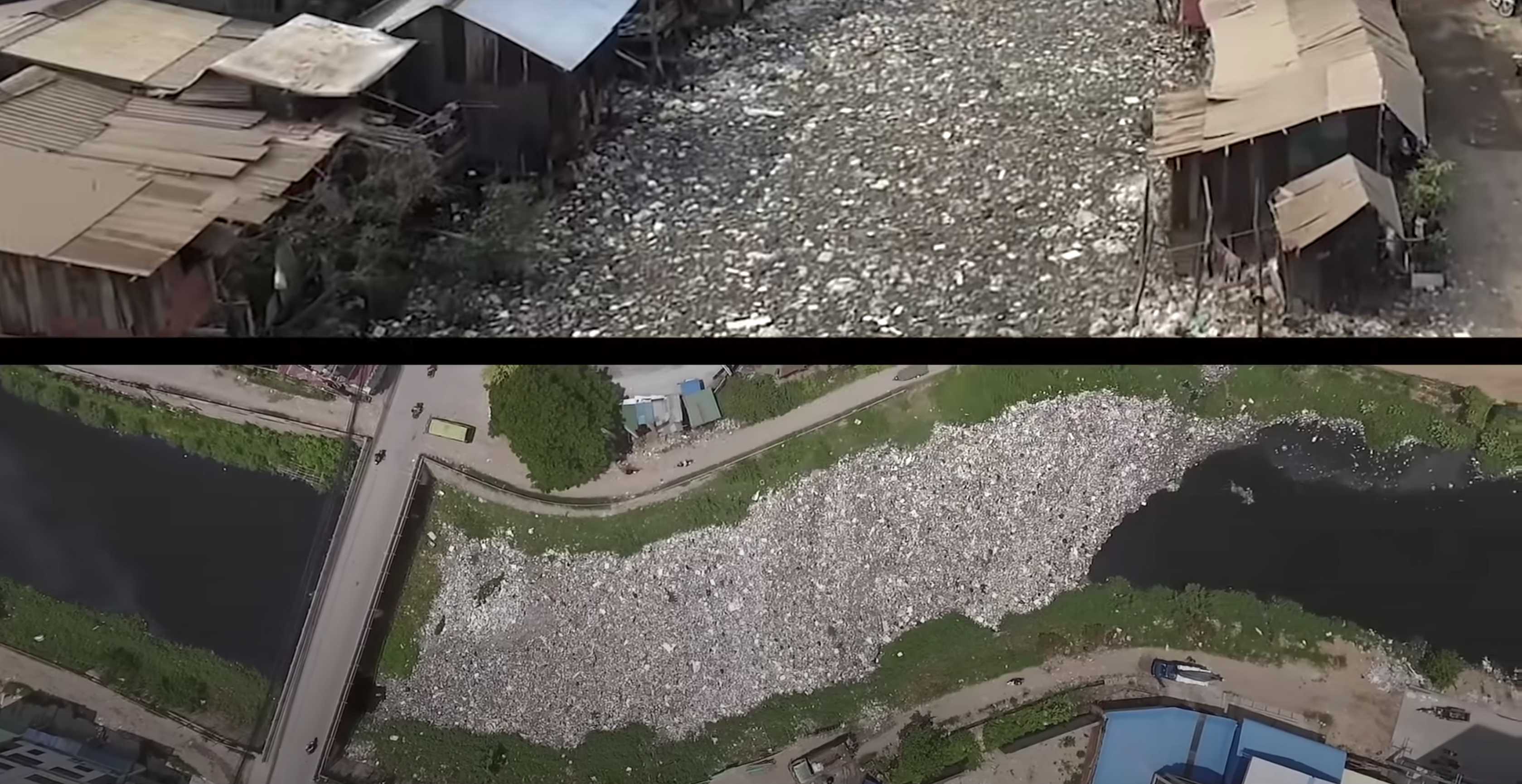 An aerial comparison of polluted rivers. From Mark Rober